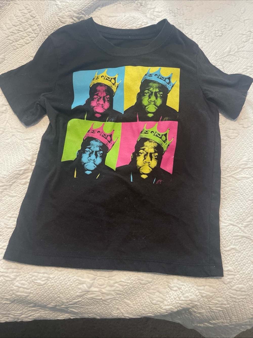 Black Graphic Tee with Neon Pop Art Faces Toddler Sz 4T